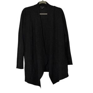 Eileen Fisher Dark Charcoal Open Cardigan Merino Wool Lightweight S